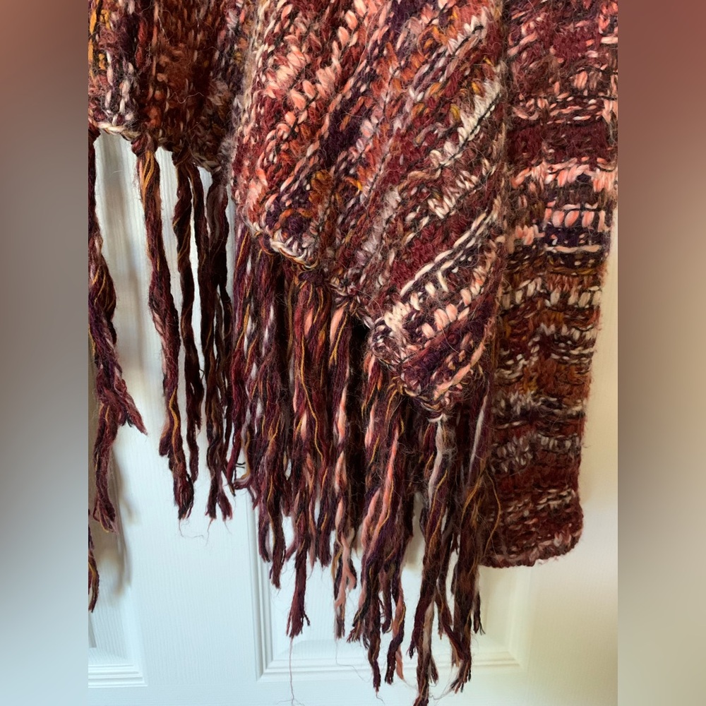 Free People Birkenstock Fringe Knit Alpaca and Wool Drape Cardigan M Boho Indie - Picture 8 of 8